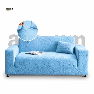 Fujian Jacquard Leaf Sky Blue Sofa Cover