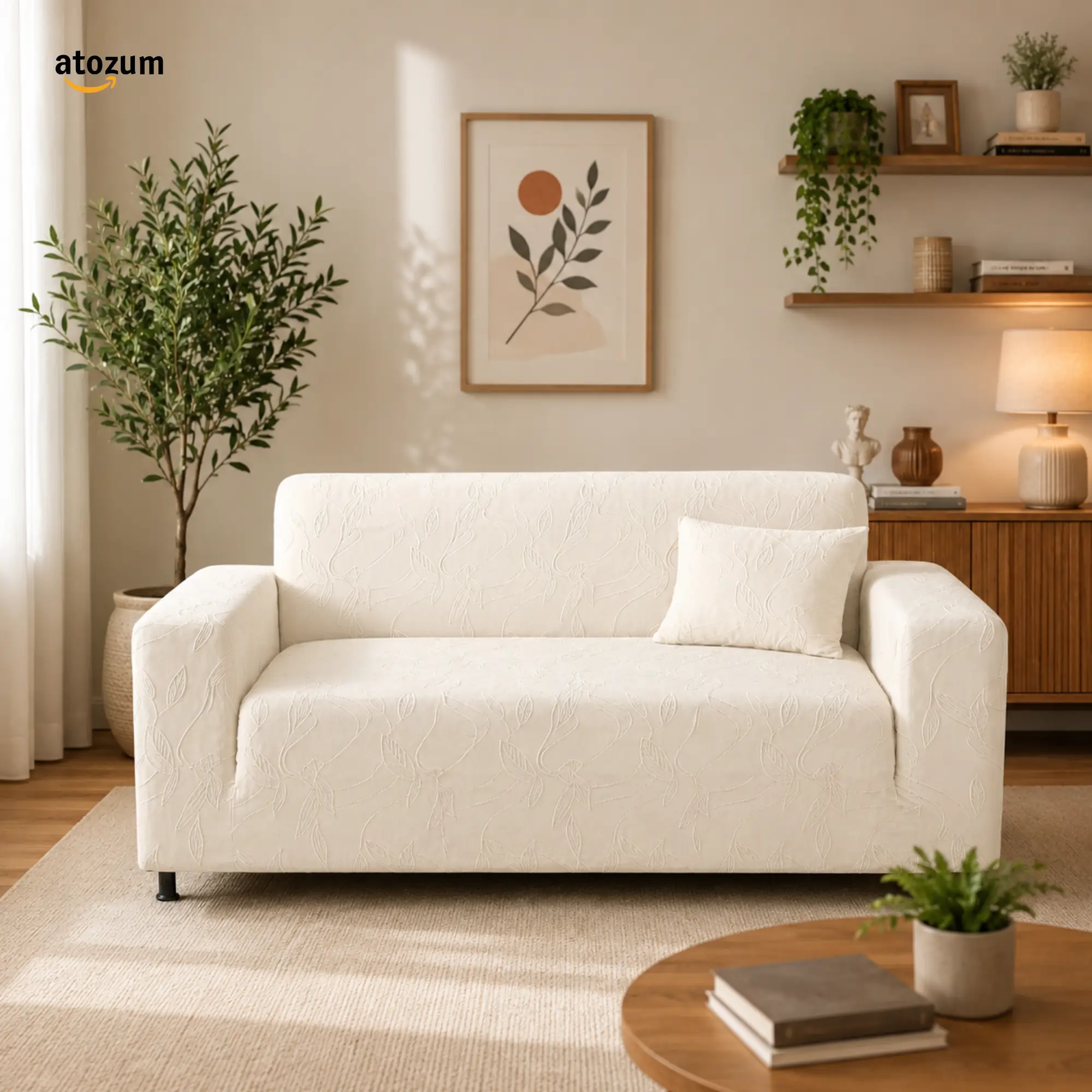Fujian Jacquard Wave Off White Sofa Cover