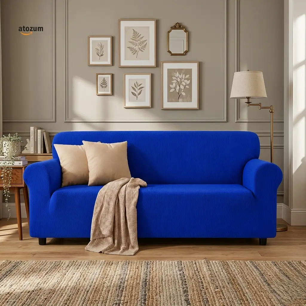 Royal Blue HoneyComb Sofa Cover