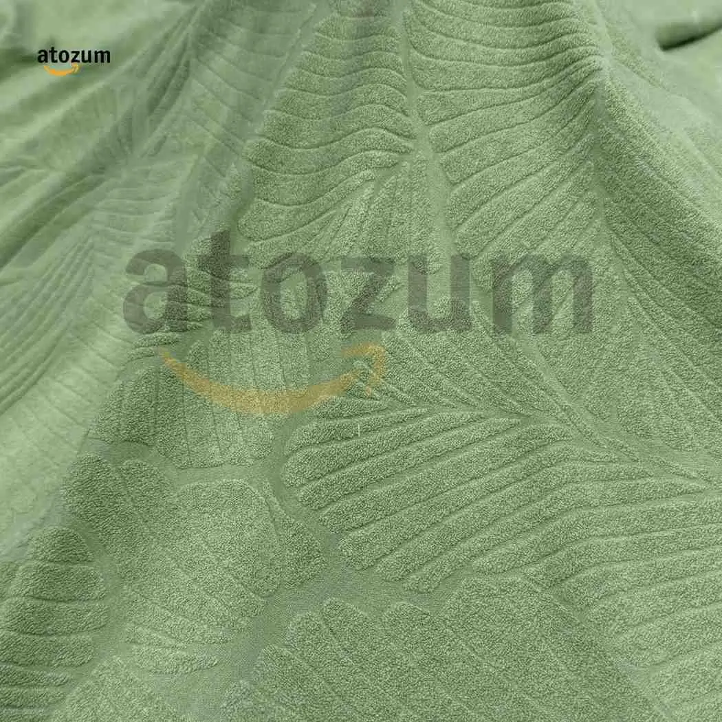 Premium Fujian Jacquard Dining Chair Cover - Green Leaf | 250 GSM Ultra Soft Stretch Fabric | Atozum
