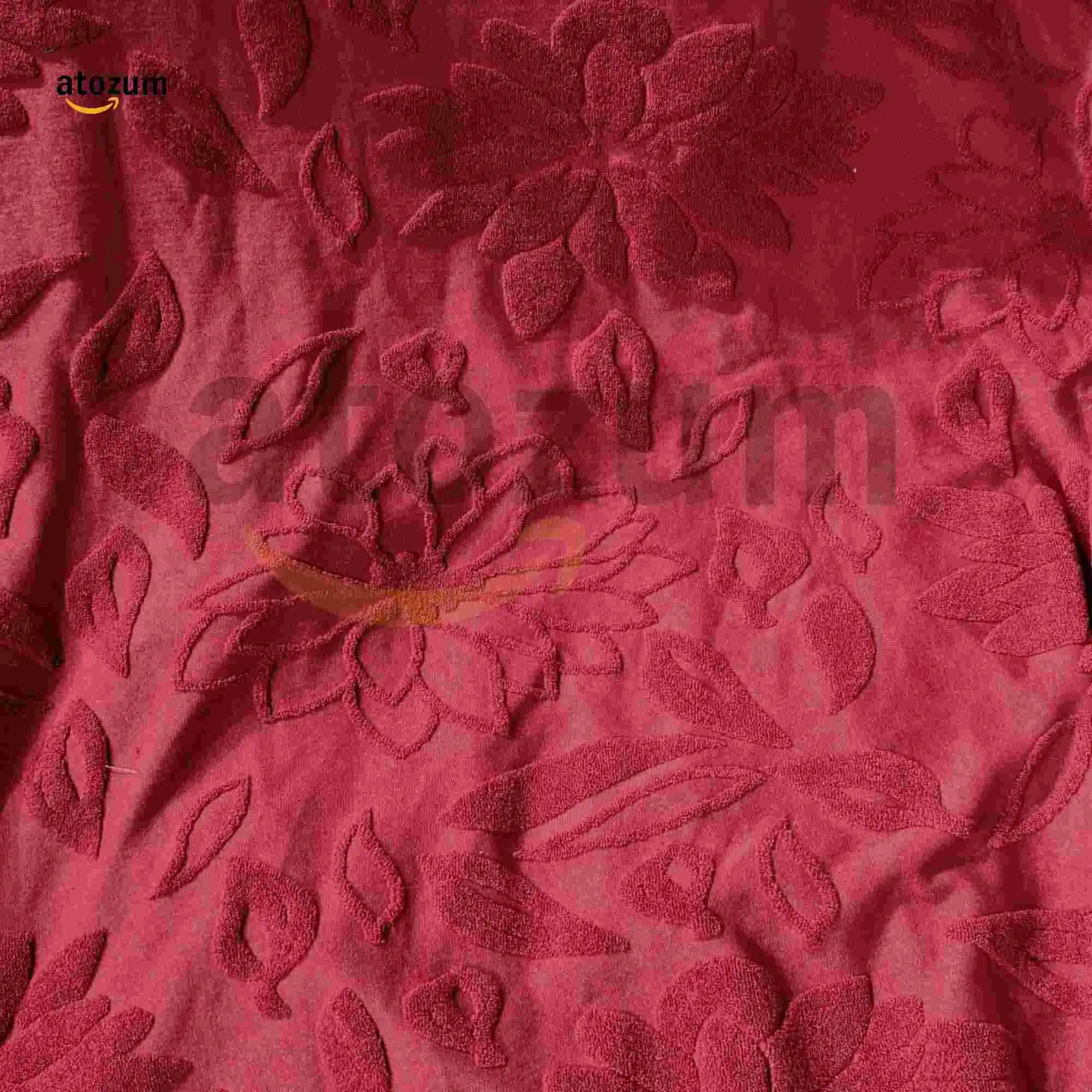 Premium Fujian Jacquard Dining Chair Cover - Maroon Flower | 250 GSM Ultra Soft Stretch Fabric | Atozum