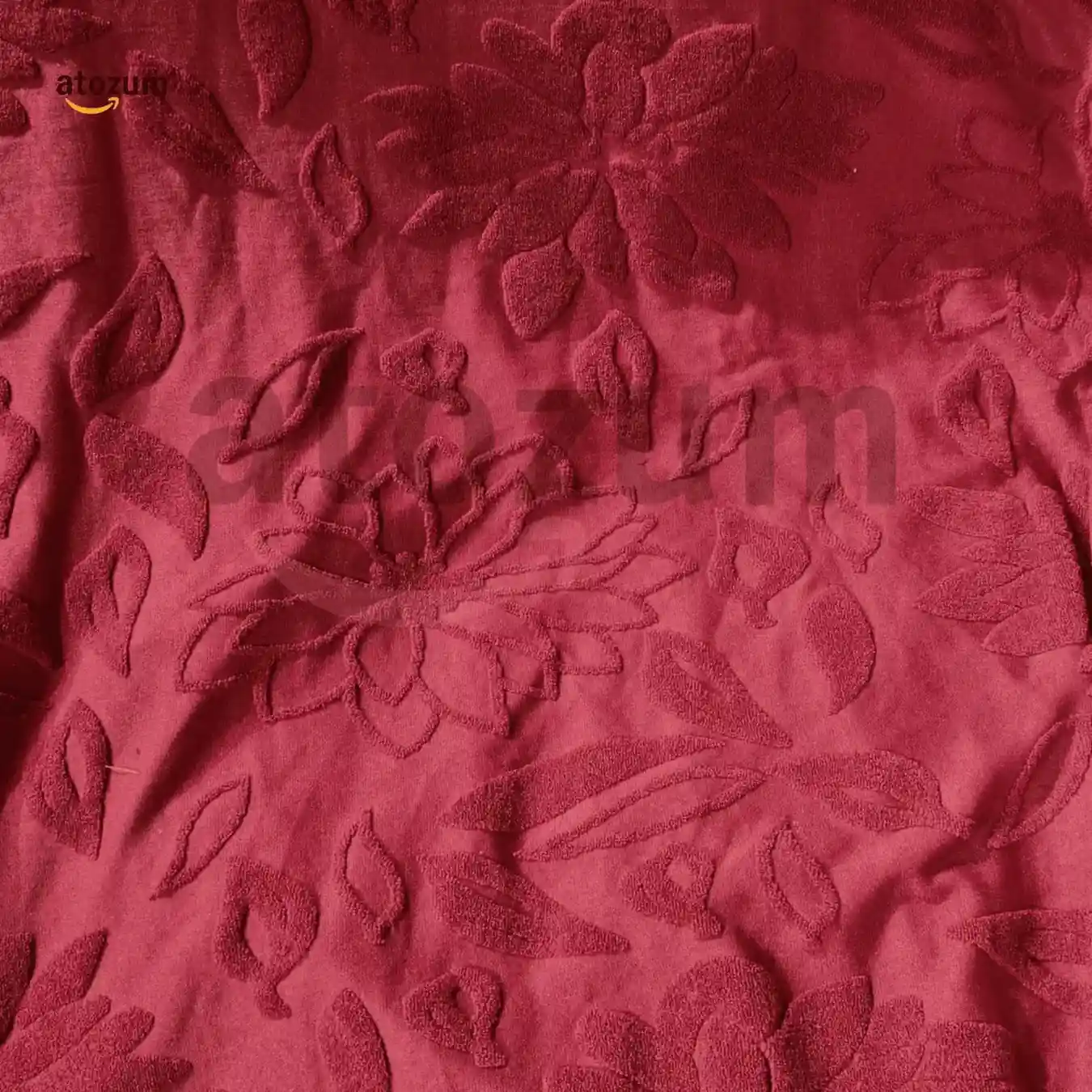 Maroon - Premium Fujian Jacquard Sofa Cover | Flower Pattern - Image 3