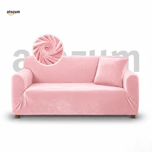Velvet Baby Pink Sofa Cover