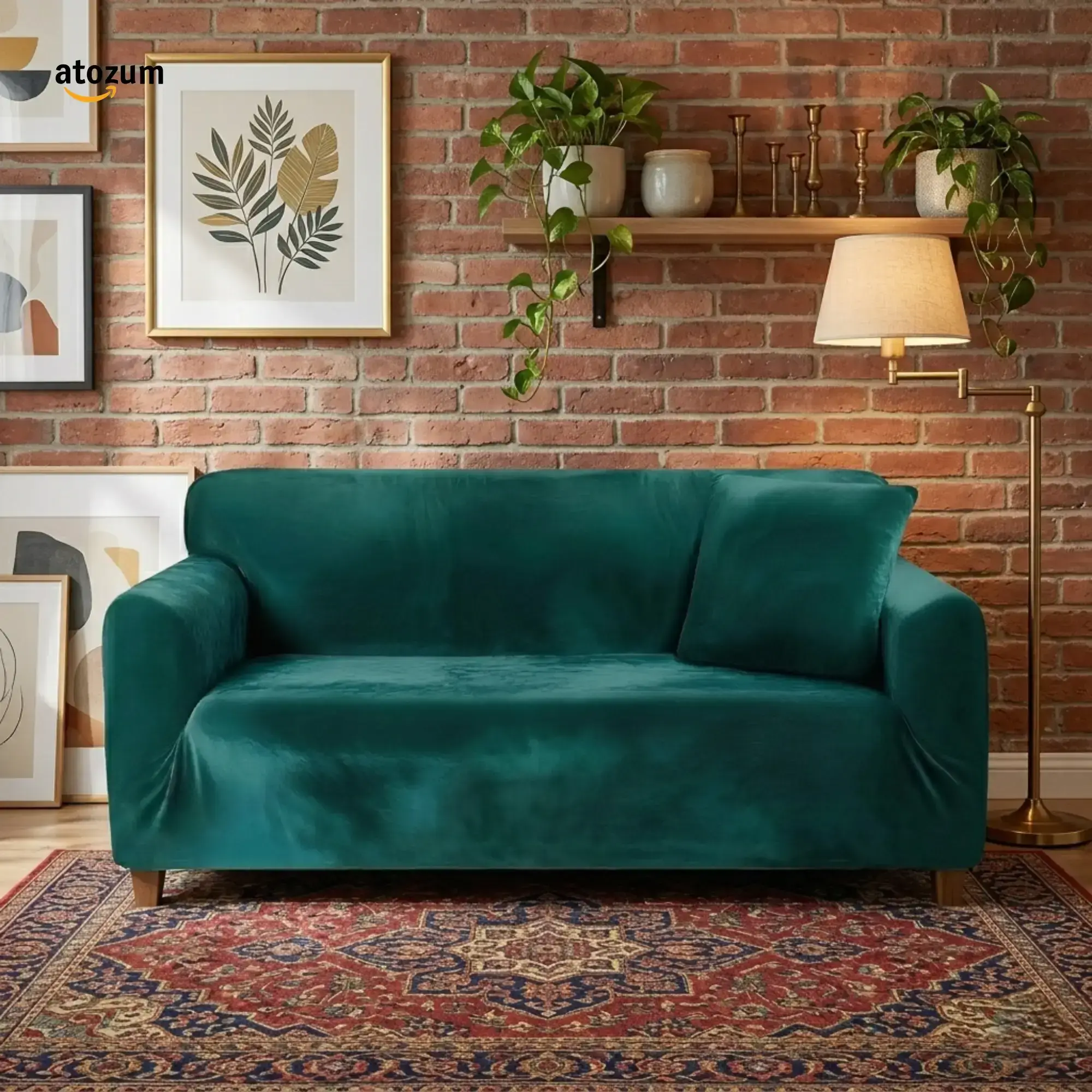 Velvet Sea Green Sofa Cover