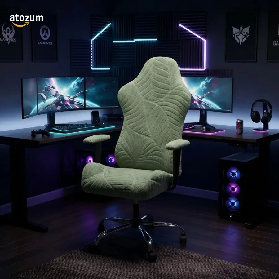 Premium Fujian Jacquard Gaming Chair Cover | Green Leaf | Custom Fit Gaming Chair Cover Bangladesh (Copy) - Image 2