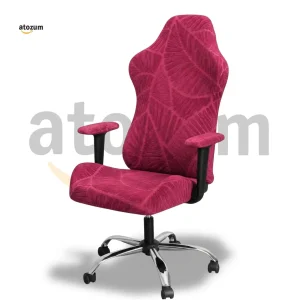 Premium Fujian Jacquard Gaming Chair Cover | Maroon Leaf | Custom Fit Gaming Chair Cover Bangladesh