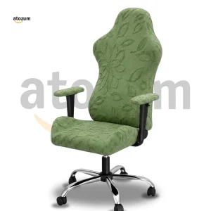 Premium Fujian Jacquard Gaming Chair Cover | Green Flower | Custom Fit Gaming Chair Cover Bangladesh