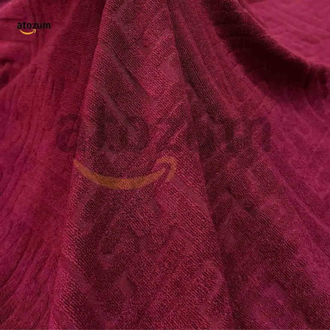 Premium Fujian Jacquard Dining Chair Cover - Maroon Puzzle | 250 GSM Ultra Soft Stretch Fabric | Atozum