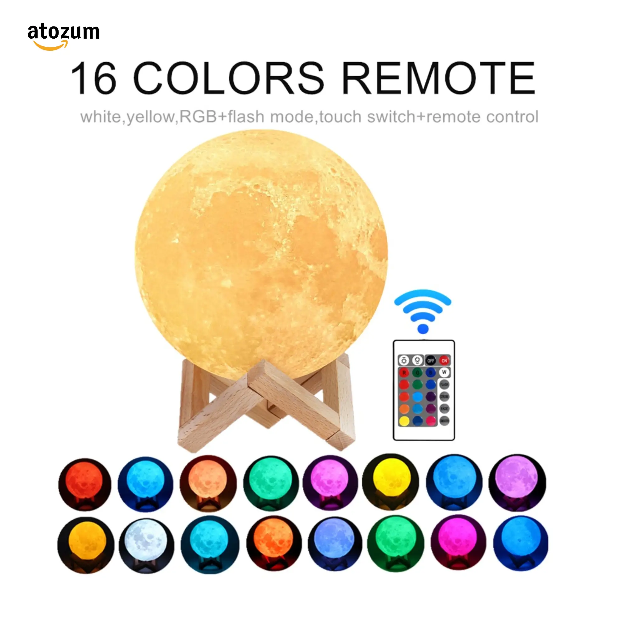 3D Moon Lamp with Remote Control & Wooden Stand - Image 8