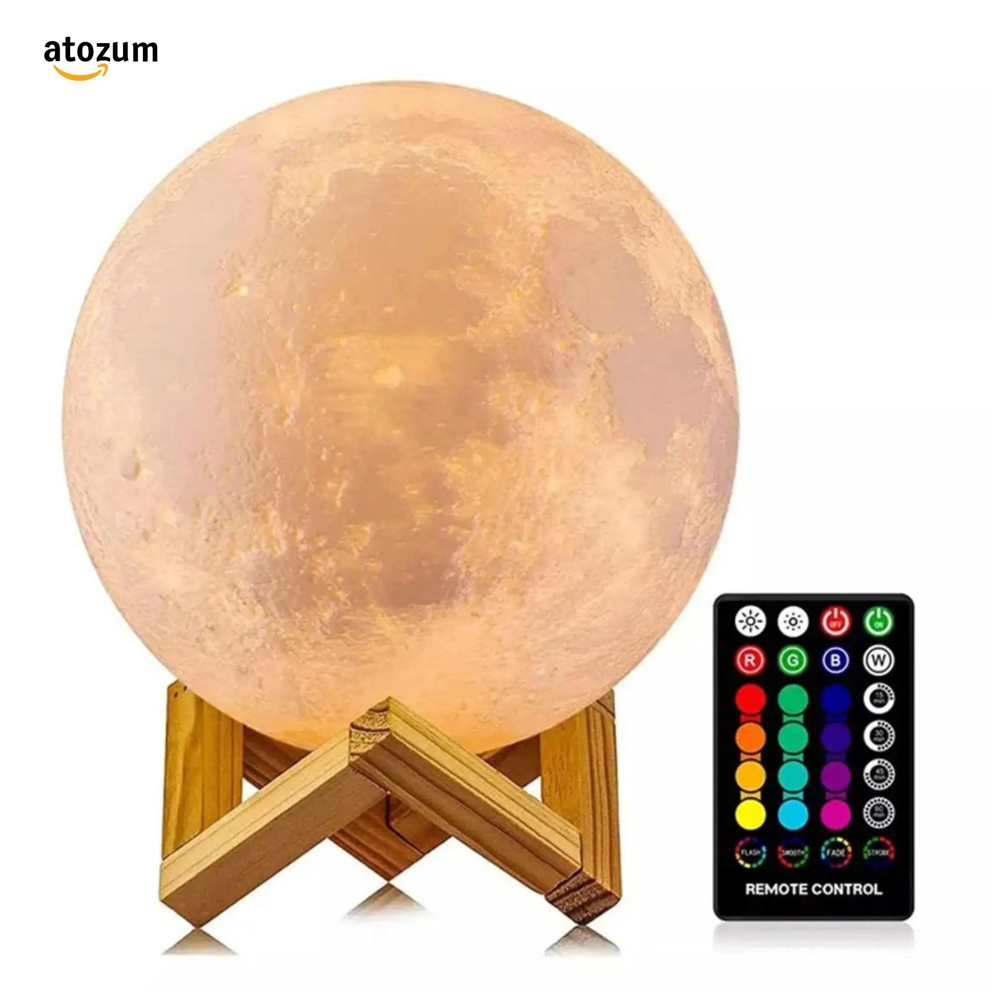 3D Moon Lamp with Remote Control & Wooden Stand - Image 4