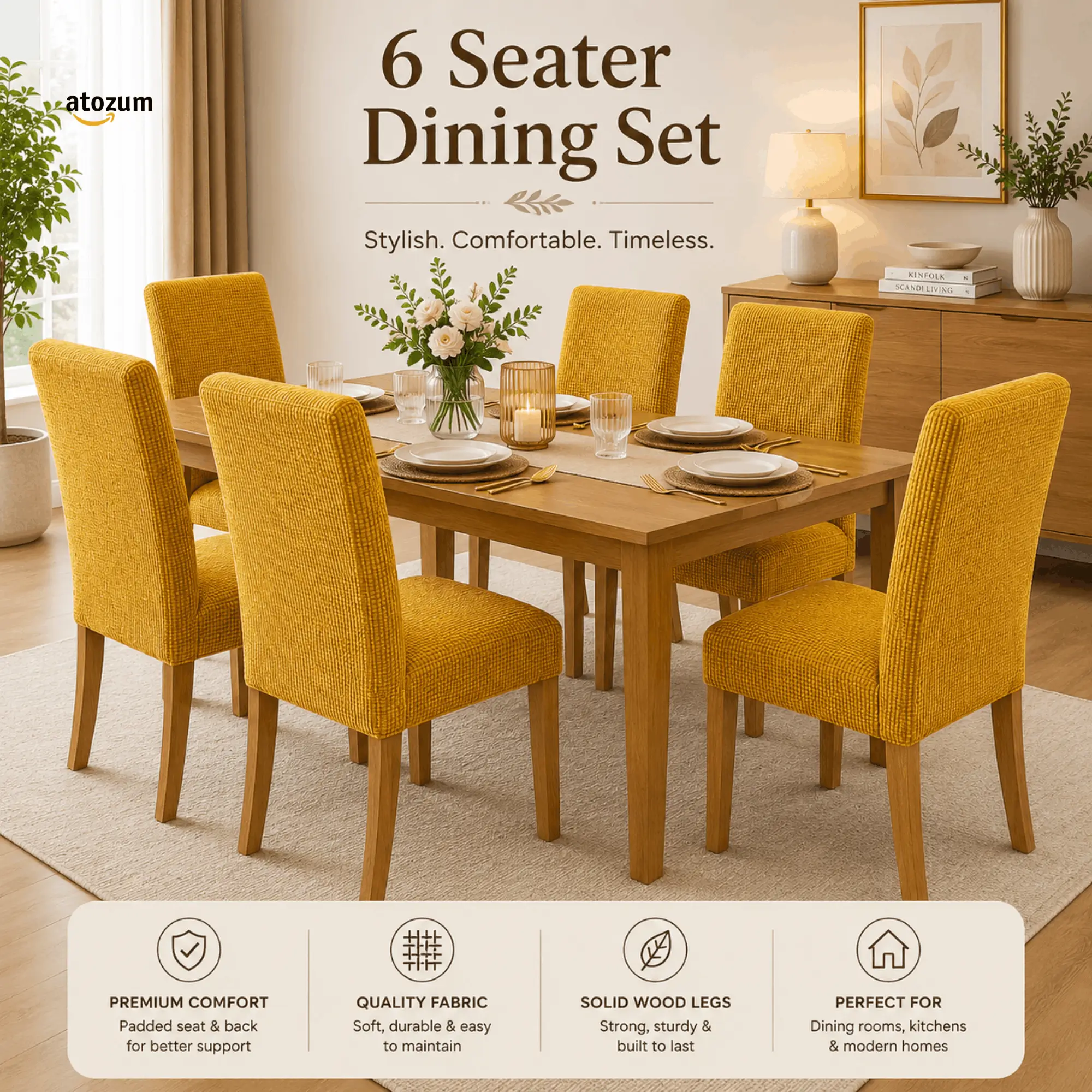 Golden Colour | Premium Honeycomb Chair Cover