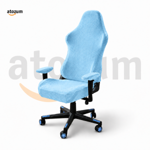Velvet Gaming Chair Cover - Sky Blue | Premium Imported Fabric | Custom Fit for Adjustable Armrest Gaming Chairs
