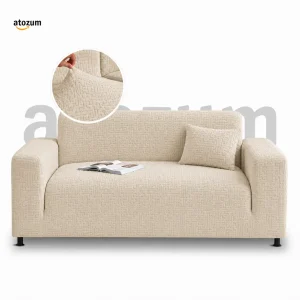 Off white - Premium Fujian Jacquard Sofa Cover | Puzzle Pattern