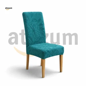 Premium Fujian Jacquard Dining Chair Cover - Sae Green Flower | 250 GSM Ultra Soft Stretch Fabric | Atozum