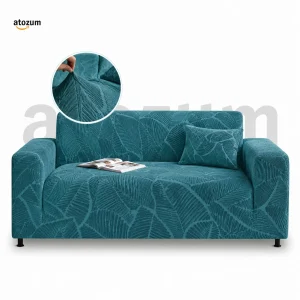 Sae Green - Premium Fujian Jacquard Sofa Cover | Leaf Pattern