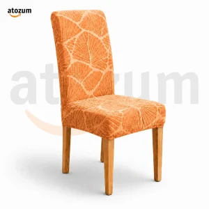 Premium Fujian Jacquard Dining Chair Cover - Orenge Leaf | 250 GSM Ultra Soft Stretch Fabric | Atozum