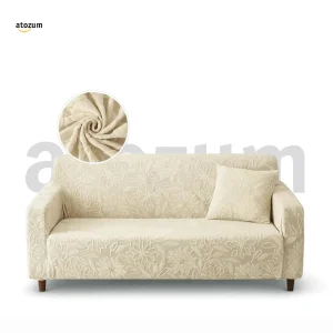 Off white - Premium Fujian Jacquard Sofa Cover | Flower Pattern