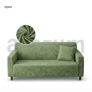 Green color - Premium Fujian Jacquard Sofa Cover | Flower Pattern