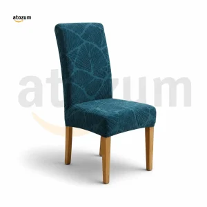 Premium Fujian Jacquard Dining Chair Cover - Sae Green Leaf | 250 GSM Ultra Soft Stretch Fabric | Atozum