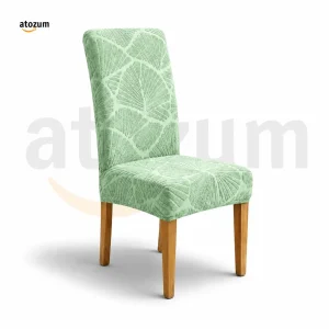 Premium Fujian Jacquard Dining Chair Cover - Green Leaf | 250 GSM Ultra Soft Stretch Fabric | Atozum