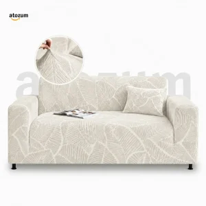 Off white - Premium Fujian Jacquard Sofa Cover | Puzzle Pattern