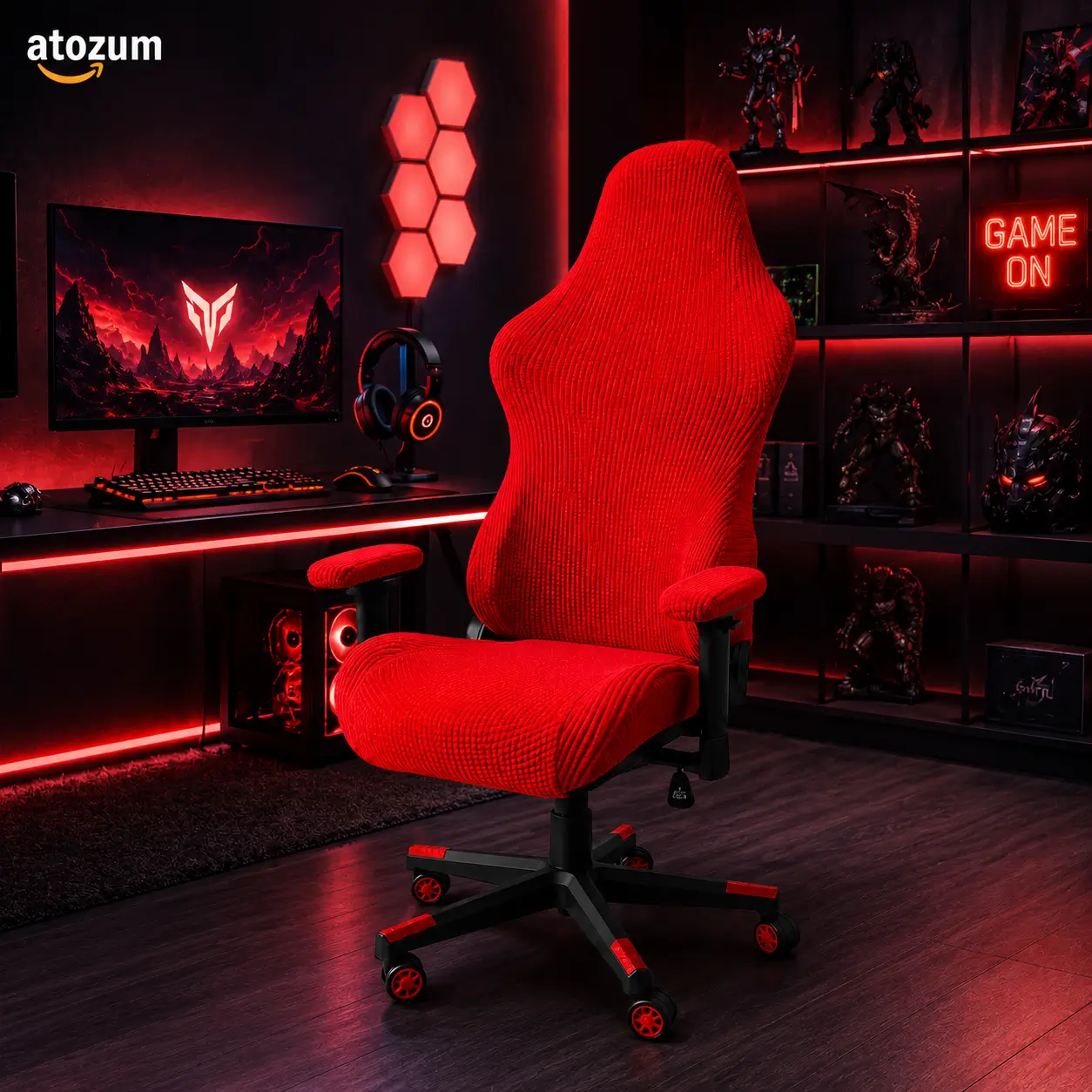 honeycomb-gaming-chair-cover-red