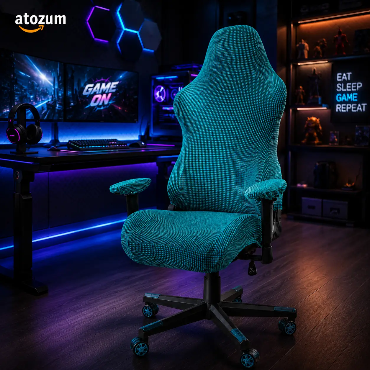 honeycomb-gaming-chair-cover-sea-green