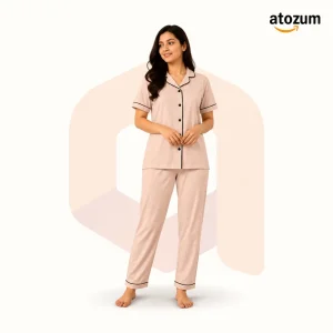 Women's Solid Colour Biscos Cotton Pajama Set | Blush Pink