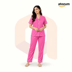 womens-solid-colour-biscos-cotton-pajama-set-pink