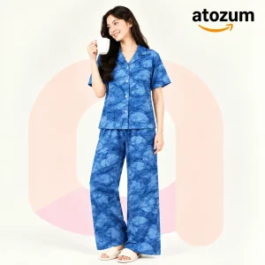 Spacial Women's Pajama Set – Cotton Jacquard Self Embroidery Design | Zen