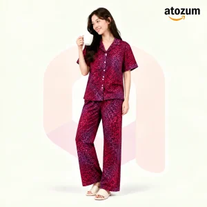 Premium Women's Pajama Set – Cotton Jacquard Self Embroidery Design | Nebula