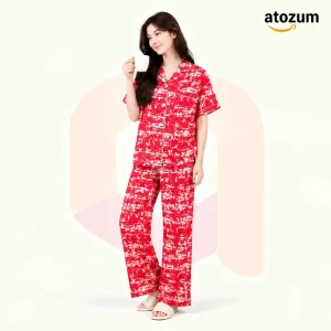 Premium Women's Pajama Set – Cotton Jacquard Self Embroidery Design | Whisper
