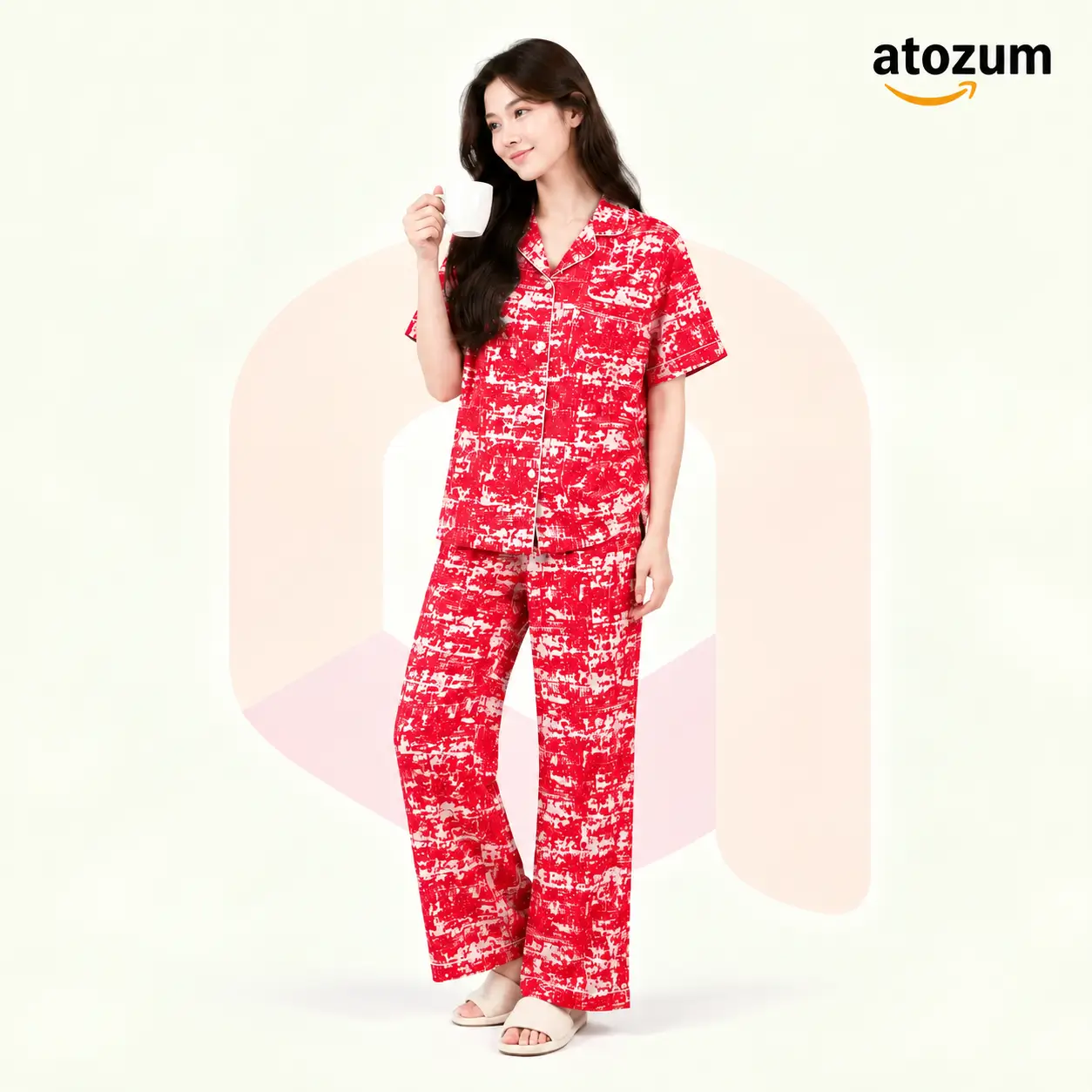 Premium Women's Pajama Set – Cotton Jacquard Self Embroidery Design | Whisper