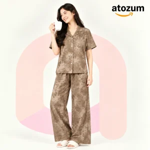 Premium Women's Pajama Set – Cotton Jacquard Self Embroidery Design | Zeste