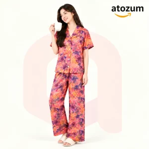 Premium Women's Pajama Set – Cotton Jacquard Self Embroidery Design | Amalfi