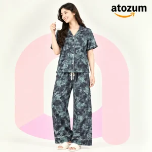 Women's Printed Viscose Cotton Pajama Set | Gemma