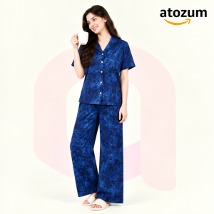 Premium Women's Pajama Set – Cotton Jacquard Self Embroidery Design | Aria Special Edition