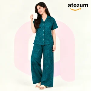 Premium Women's Pajama Set – Cotton Jacquard Self Embroidery Design | Lbiza Limited Edition