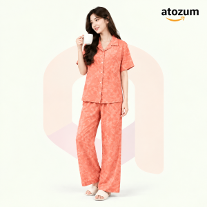 Premium Women's Pajama Set – Cotton Jacquard Self Embroidery Design | Siren