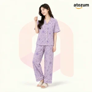 Women's Printed Viscose Cotton Pajama Set | Luxe