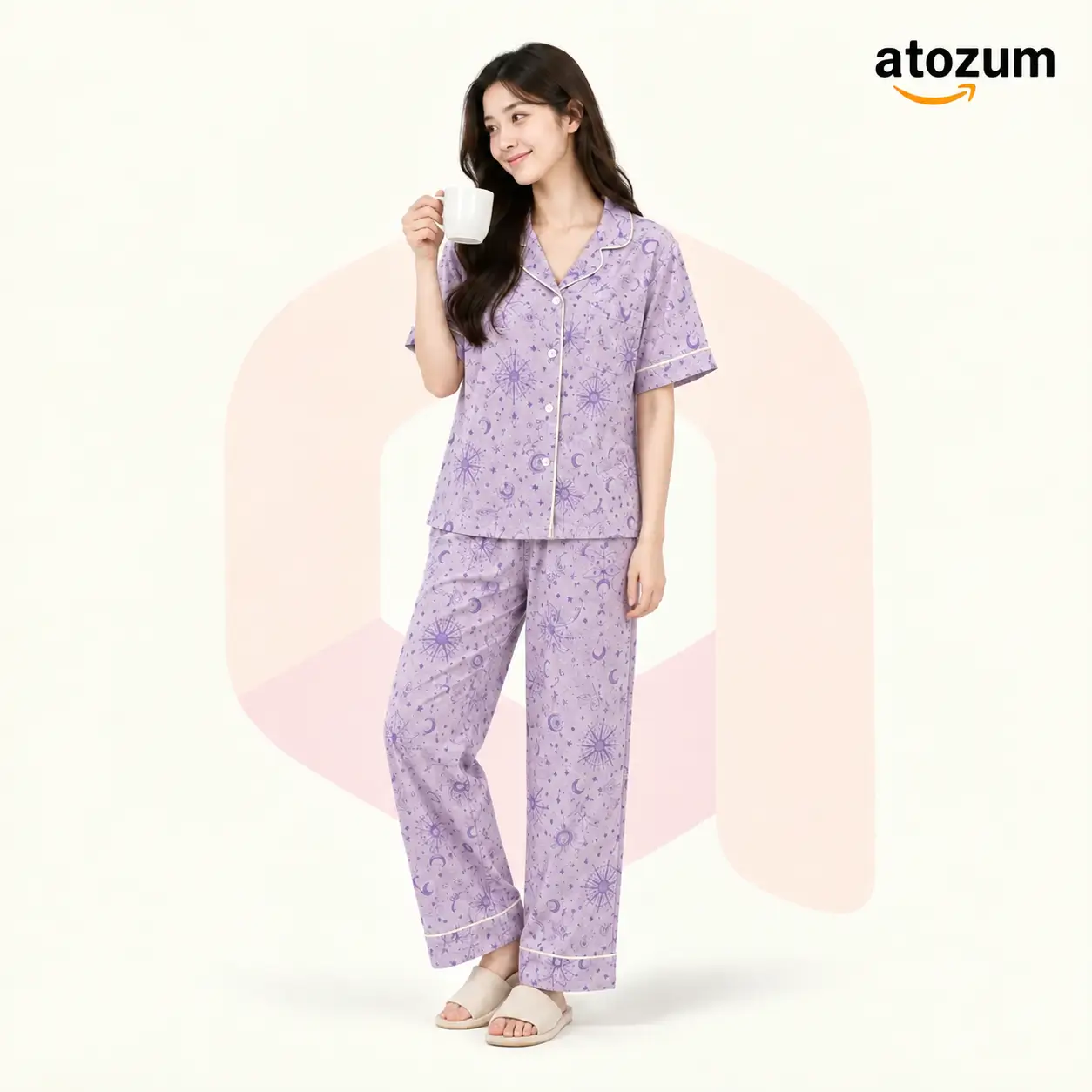 Women's Printed Viscose Cotton Pajama Set | Luxe