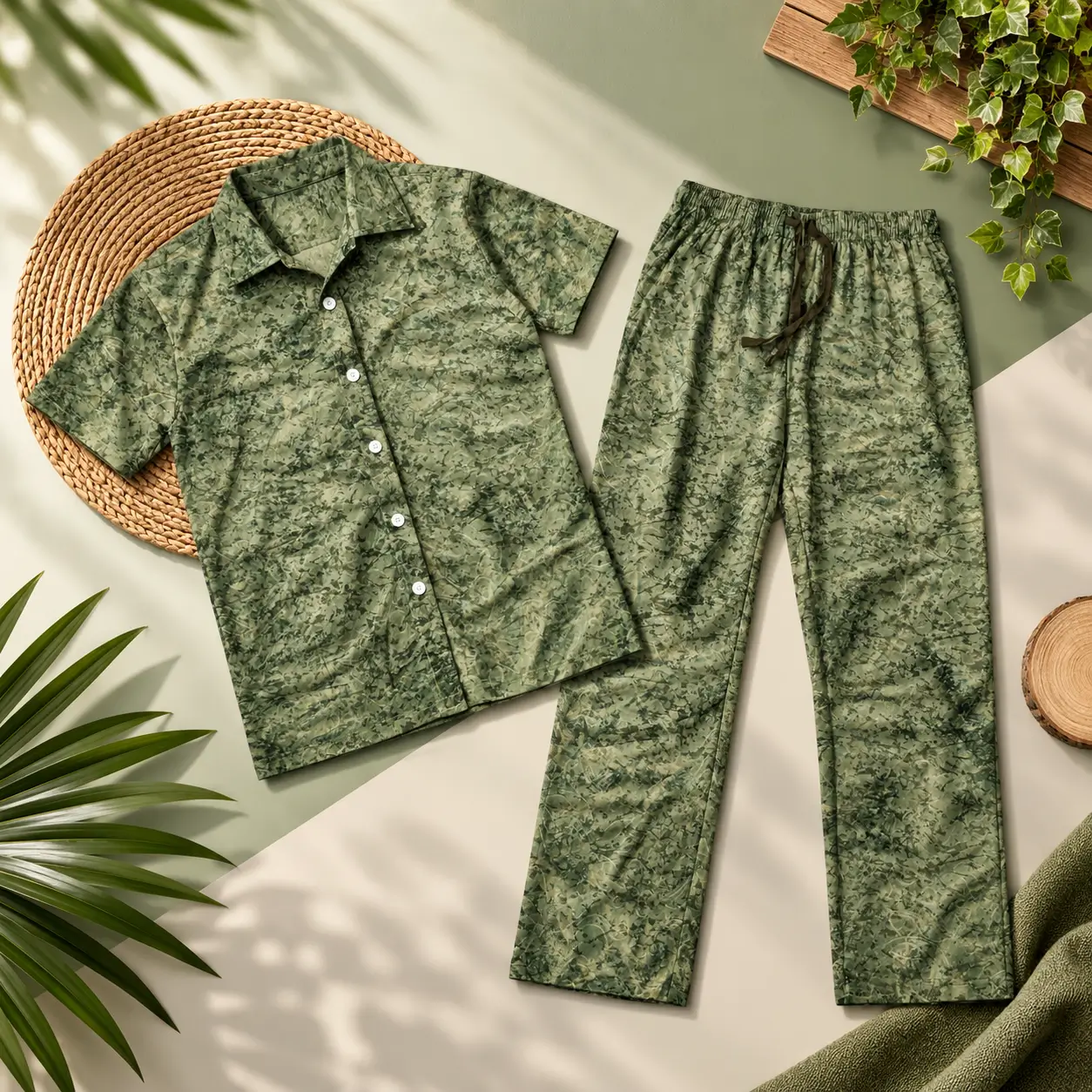 Premium Women's Pajama Set – Cotton Jacquard Self Embroidery Design | Nova