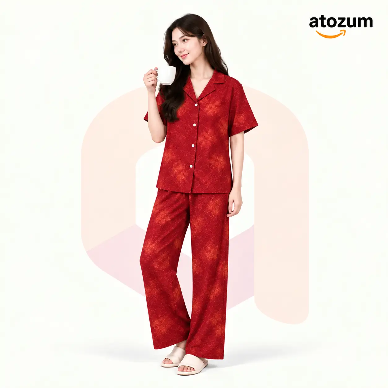 Premium Women's Pajama Set – Cotton Jacquard Self Embroidery Design | Cocoon