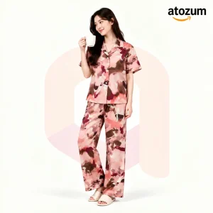 Premium Women's Pajama Set – Cotton Jacquard Self Embroidery Design | Stellar