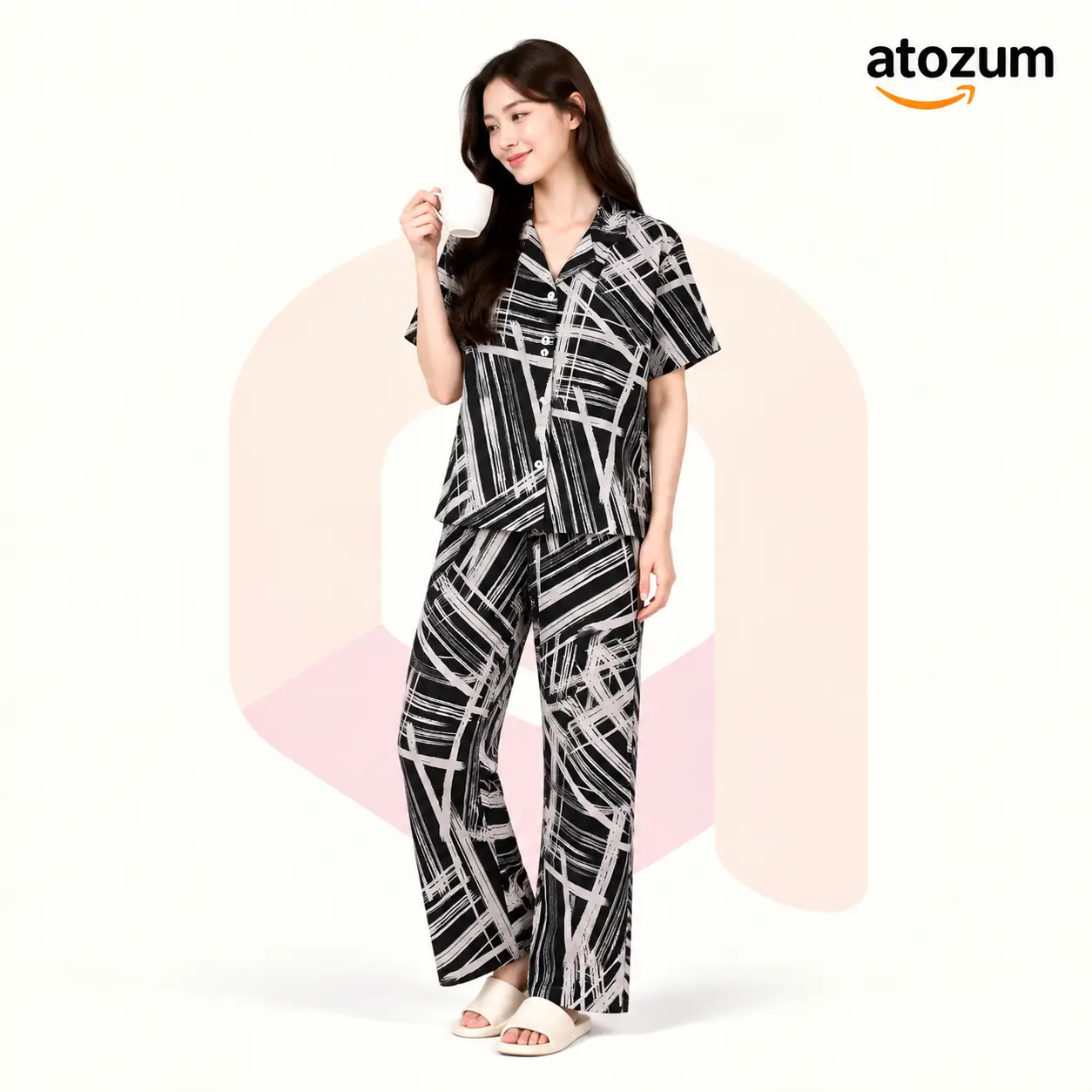Women's Printed Viscose Cotton Pajama Set | Silken