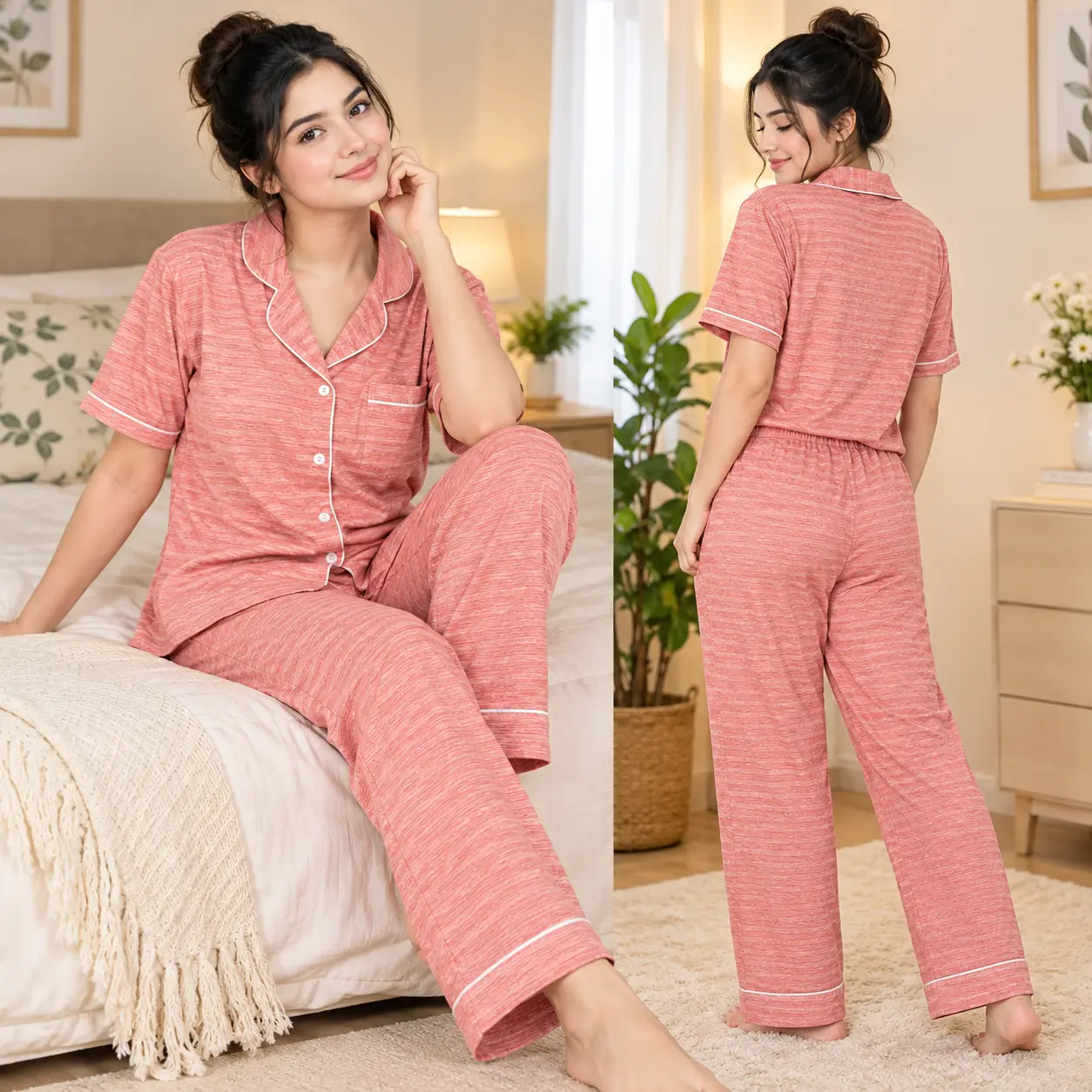 Women's Printed Viscose Cotton Pajama Set | Soothe
