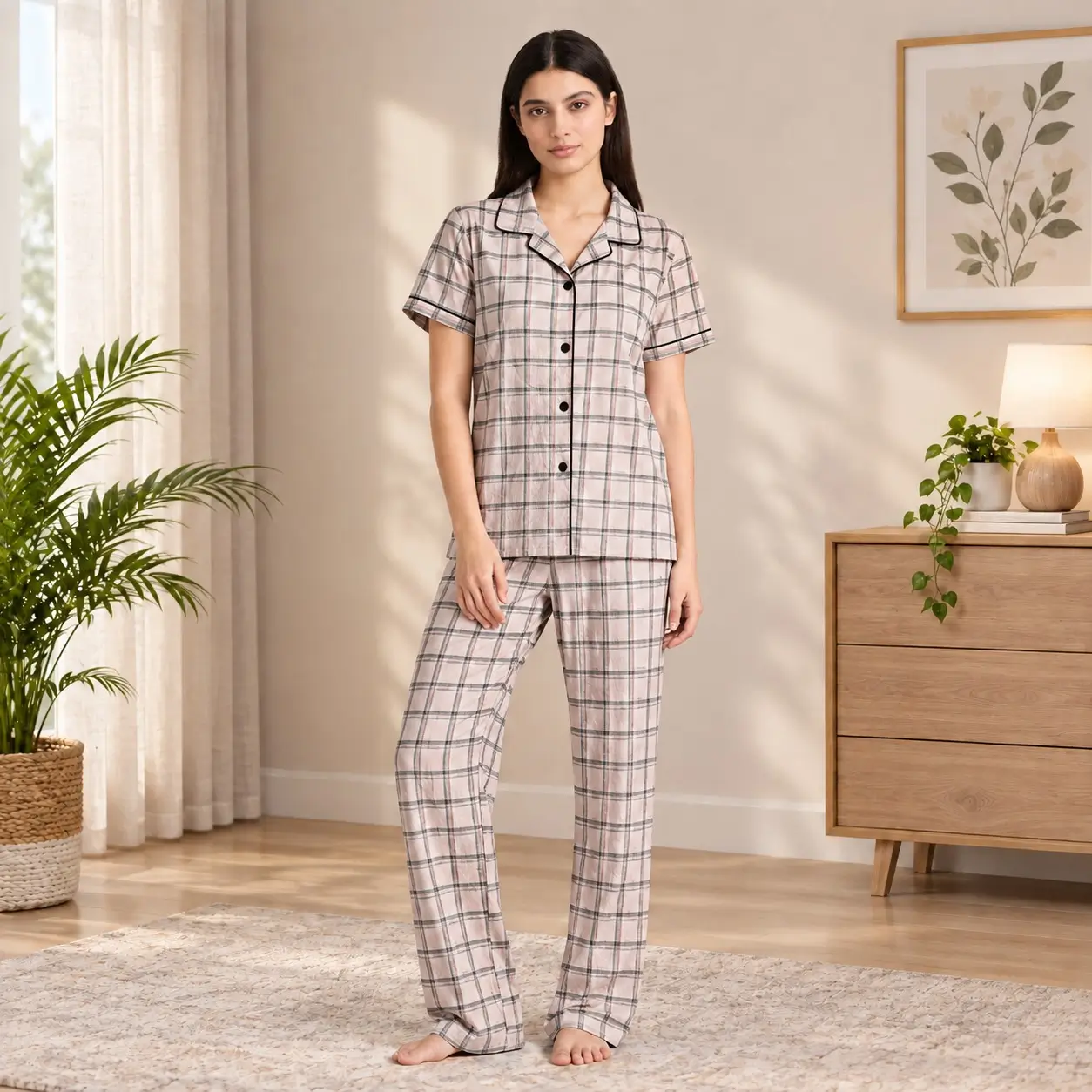 Women's Printed Viscose Cotton Pajama Set | Opus