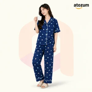 Women's Printed Viscose Cotton Pajama Set | Snug