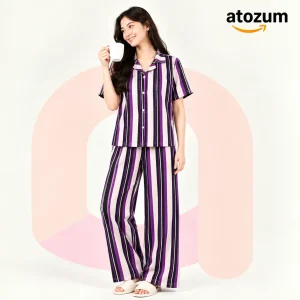 Women's Printed Viscose Cotton Pajama Set | Nox