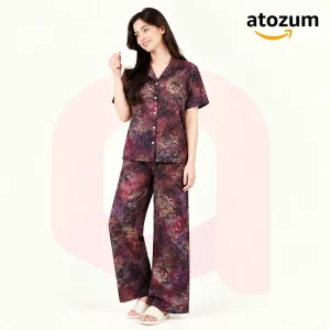 Premium Women's Pajama Set – Cotton Jacquard Self Embroidery Design | Milano Special Edition